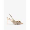 Carvela Womens Petalo Floral-appliqué Metallic-woven Slingback Courts Gold Eur 39 / 6 Uk