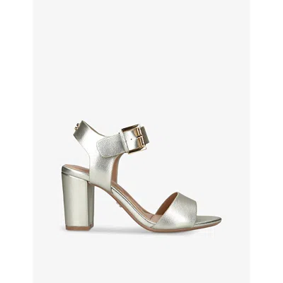 Carvela Womens Gold Sadie 2 Metallic Faux-leather Heeled Sandals
