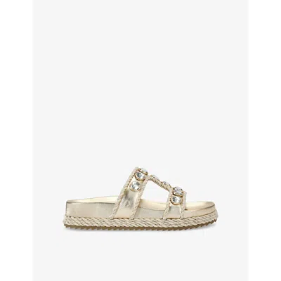 Carvela Womens  Sorella Crystal-embellished Faux-leather Sandals In Gold