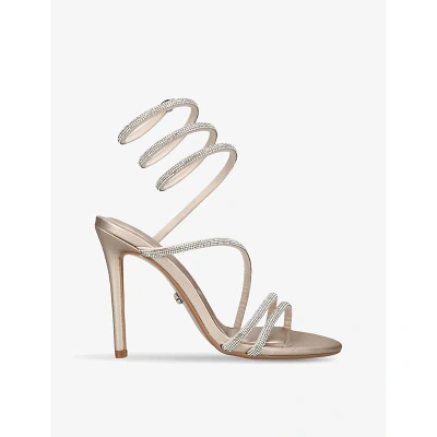 Carvela Womens Gold Spiral 105 Crystal-embellished Woven Heeled Sandals