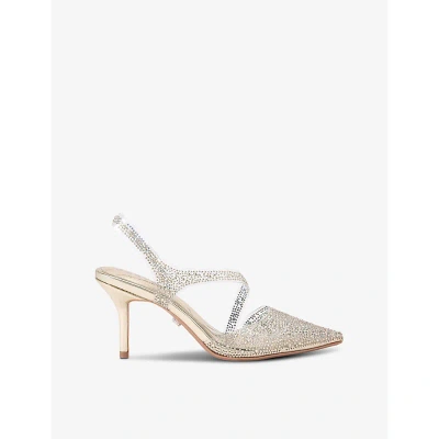 Carvela Womens Gold Symmetry Crystal-embellished Vinyl Heeled Courts