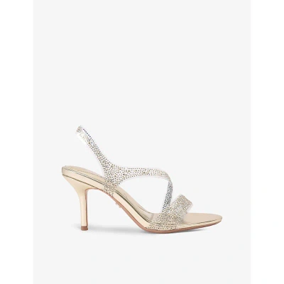 Carvela Womens Gold Symmetry Crystal-embellished Vinyl Heeled Sandals