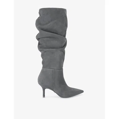 Carvela Womens Grey Spirit Slouch Suede Heeled Knee-high Boots Eur 39 / 6 Uk In Gray
