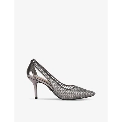 Carvela Womens Gunmetal Hotsox Crystal-embellished Heeled Mesh Courts