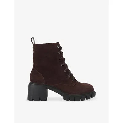 Carvela Womens Ignite Lace-up Heeled Suede Boots Dark Brown Eur 39 / 6 Uk