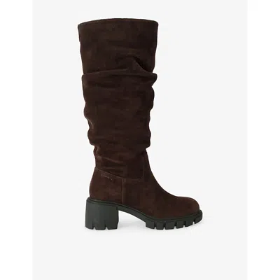 Carvela Womens Ignite Suede Heeled Knee-high Boots Brown Eur 38/5 Uk In Multi