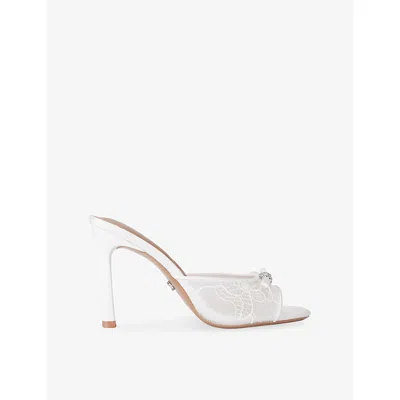 Carvela Womens Isabella Lace Heeled Mules White Eur 39 / 6 Uk