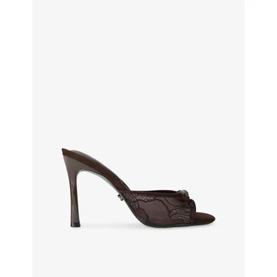 Carvela Womens Isabella Lace Heeled Woven Mules Brown Eur 37 / 4 Uk In Multi