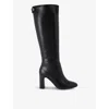 Carvela Womens  Jackpot Block-heel Faux-leather Knee-high Boots In Black