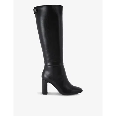 Carvela Womens  Jackpot Block-heel Faux-leather Knee-high Boots In Black