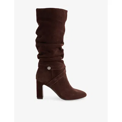 Carvela Womens Jackpot Slouch Suede Knee-high Boots Dark Brown Eur 42/ 9 Uk