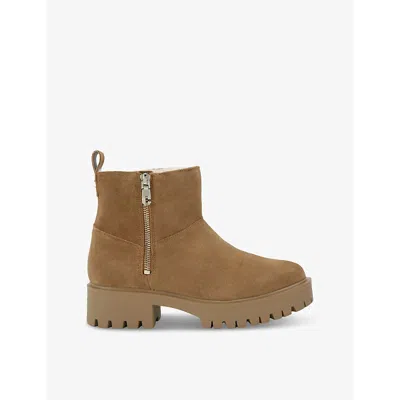 Carvela Womens  Limit Fur Shearling-lined Suede Ankle Boots In Tan