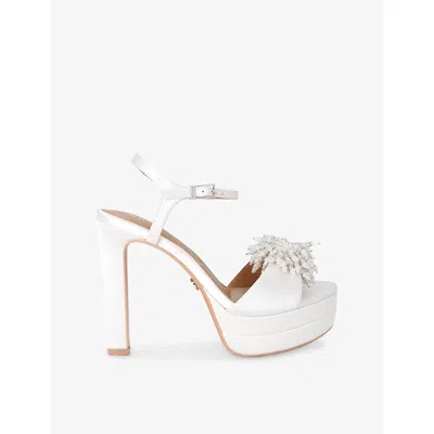 Carvela Womens Lucia Platform-heel Satin Sandals Bone Eur 39 / 6 Uk