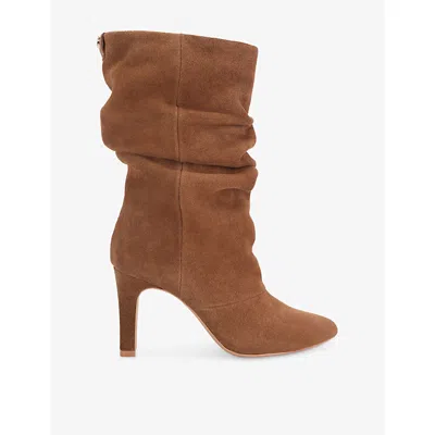 Carvela Womens Mariella Slouch Heeled Suede Calf Boots Camel Eur 40 / 7 Uk In Brown