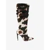 Carvela Womens Mult/other Eterno Printed Faux-leather Heeled Knee-high Boots Eur 39 / 6 Uk In Animal Print