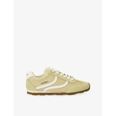 Carvela Womens Mustard Florence Suede And Mesh Trainers Eur 37 / 4 Uk In Yellow