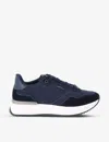 Carvela Womens Navy Flare Branded-hardware Suede Low-top Trainers In Navy