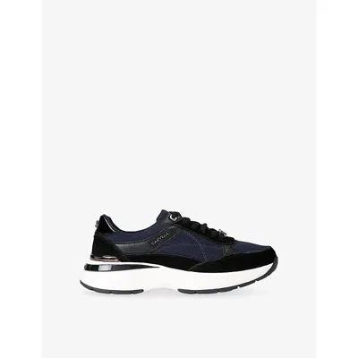 Carvela Womens Navy Presto Suede And Fabric Trainers Eur 42/ 9 Uk In Animal Print