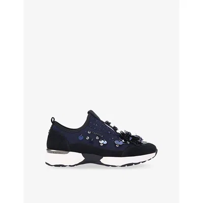 Carvela Womens Navy Tempo Flower Mesh Trainers Eur 39 / 6 Uk In Blue