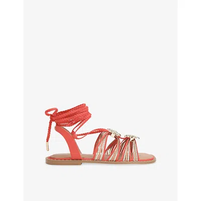 Carvela Womens Orange Marina Faux-leather Sandals Eur 38/5 Uk