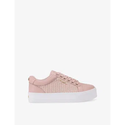 Carvela Womens Pale Pink Sardinia Logo-embossed Faux-leather Low-top Trainers