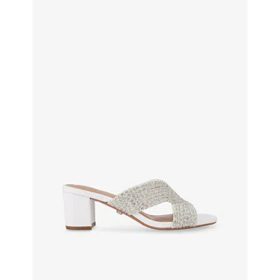 Carvela Womens White Paparazzi Crystal And Pearl Embellished Woven Heeled Sandals