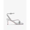 Carvela Womens Silver Paparazzi Low Crystal-embellished Metallic Heeled Sandals In Silver