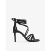 Carvela Womens Black Paparazzi Tie Crystal-embellished Faux-leather Heels Eur 37 / 4 Uk In Black