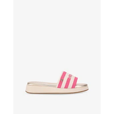 Carvela Womens  Palermo Striped Canvas Mules In Pink Comb