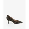 Carvela Womens Blk/brown Pompeii Leopard Heeled Leather Courts Eur 38/5 Uk In Brown