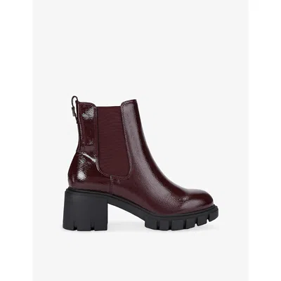 Carvela Womens Red Ignite Faux Patent-leather Heeled Chelsea Boots Eur 40 / 7 Uk