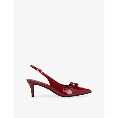 Carvela Womens Red Positano Bow Patent-leather Kitten Heels Eur 37 / 4 Uk