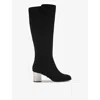 Carvela Womens  Royale Block-heel Faux-suede Knee-high Boots In Black
