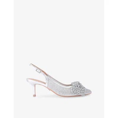 Carvela Womens Silver Chiara Bow Woven Slingback Courts Eur 41 / 8 Uk In Gray