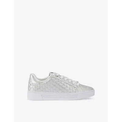 Carvela Womens Daze Weave Logo-plaque Faux-leather Low-top Trainers Silv In Silver