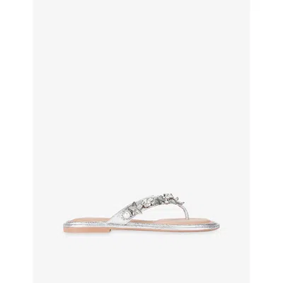 Carvela Womens Silver Marina Faux-leather Flat Sandals Eur 38/5 Uk