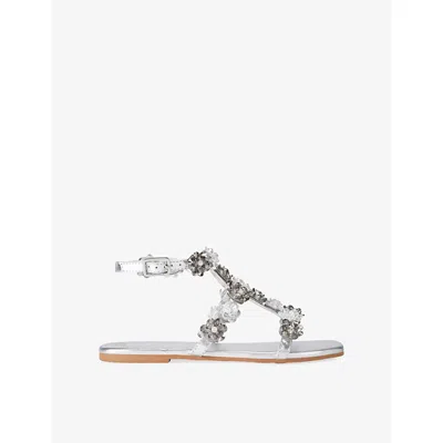 Carvela Womens Silver Organza Woven Flat Sandals Eur 37 / 4 Uk In Gray