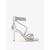 Carvela Womens  Paparazzi Tie Crystal-embellished Metallic Faux-leather Heels In Silver