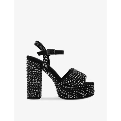 Carvela Womens  Sky High Sequin-embellished Heeled Woven Sandals In Black