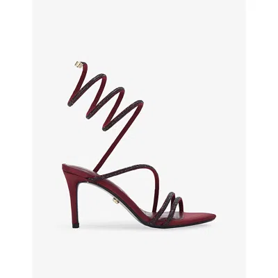 Carvela Womens Wine Spiral 80 Crystal-strap Woven Heels Eur 37 / 4 Uk In Burgundy