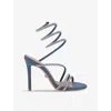 Carvela Womens Spiral Crystal-embellished Denim Heeled Sandals In Denim