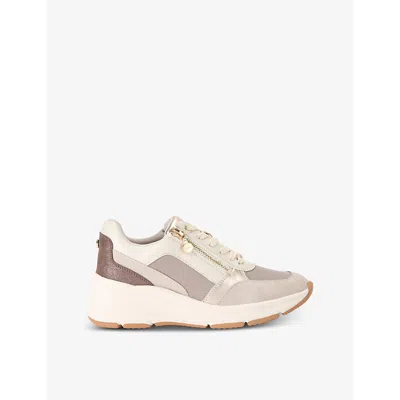 Carvela Womens  Stride Zip Low-top Woven Trainers In Taupe Comb