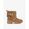 Carvela Womens Alpine Buckle-embellished Flat Suede Ankle Boots Ta In Tan