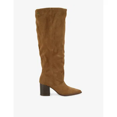 Carvela Womens Tan Reina Heeled Suede Knee-high Boots Eur 38/5 Uk In Brown