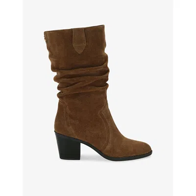 Carvela Womens Tan Salvetti Slouch Suede Calf-length Boots Eur 39 / 6 Uk In Brown