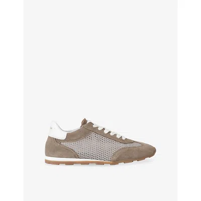 Carvela Womens Taupe Cortona Suede And Mesh Trainers Eur 42/ 9 Uk In Animal Print