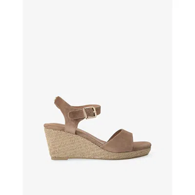 Carvela Womens Taupe Sadie Suede Wedge Sandals Eur 39 / 6 Uk In Multi