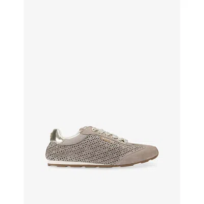 Carvela Womens Taupe Tivoli Laser Suede Trainers Eur 41 / 8 Uk In Brown