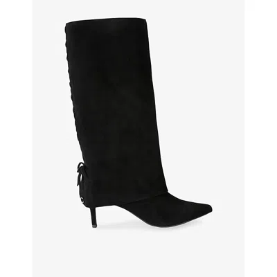Carvela Womens Vittoria Cuff Heeled Suede Knee-high Boots Black Eur 37 / 4 Uk