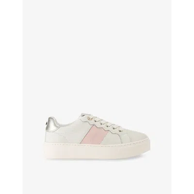Carvela Womens White Castella Branded Leather Low-top Trainers